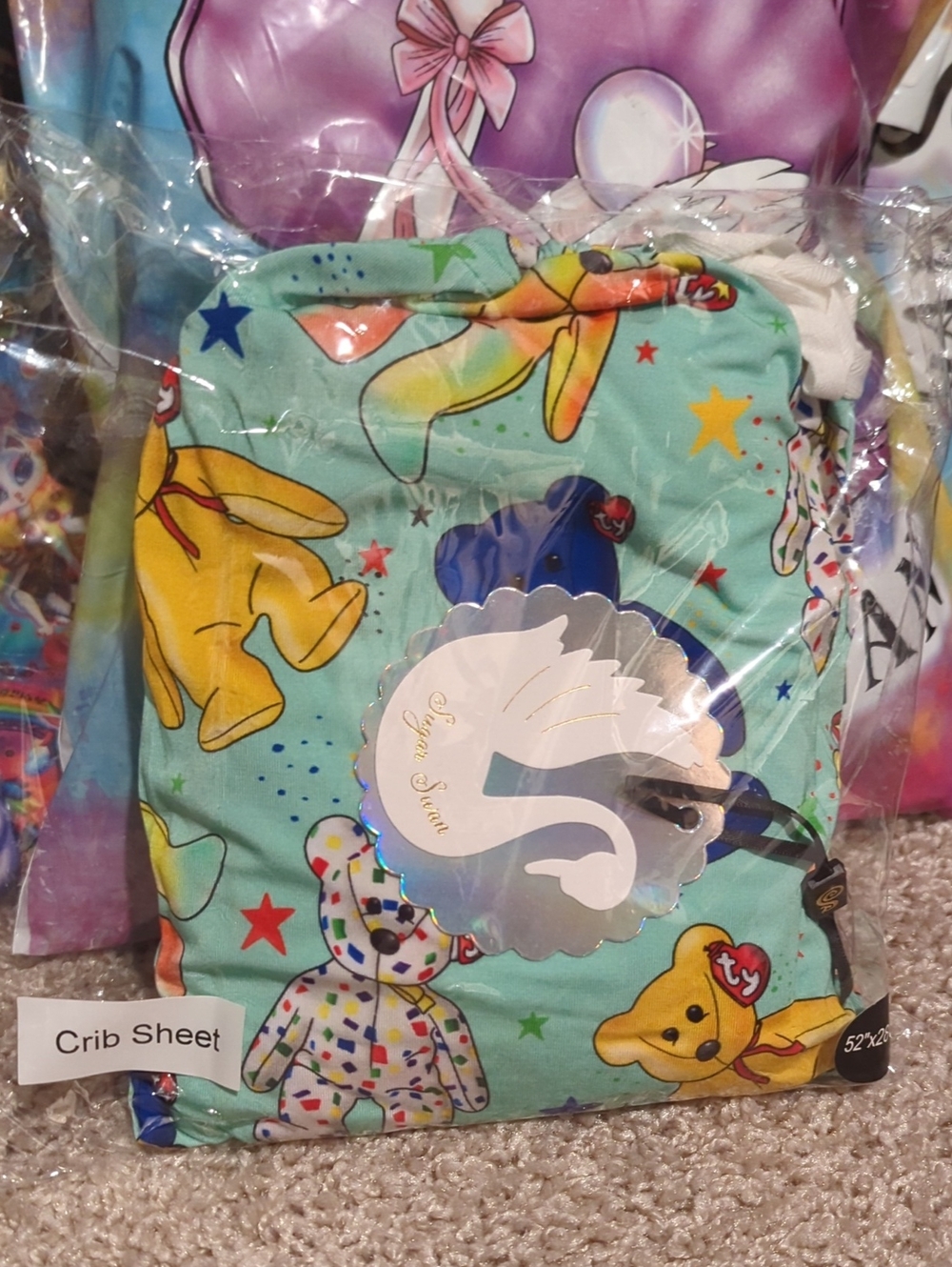 Sugar Swan Ty Beanie Babies Themed Crib Sheet